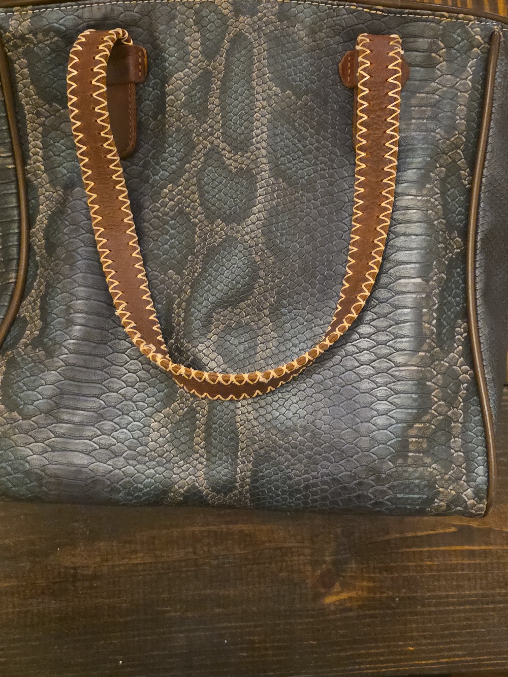 Blue Snake-Texture Consuela Tote Bag And Wallet - Picture 3 of 9